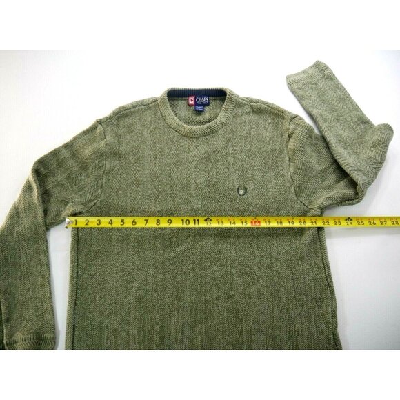 Chaps Mens Green Herringbone Pattern Knit Pullover Sweater Long Sleeve X Large - Picture 4 of 8